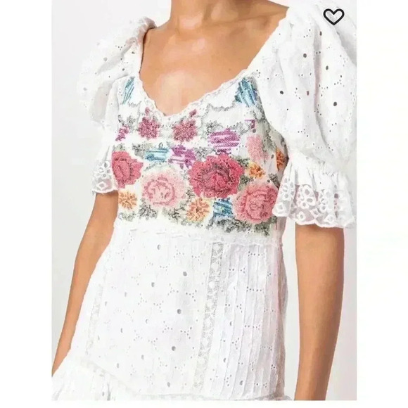 NWT LoveShackFancy Thressey Floral Embroidered Eyelet Cotton Mini Dress White 4 - Picture 5 of 10
